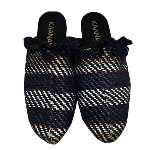 Kaanas Woven Multicolored Mule with Fringe