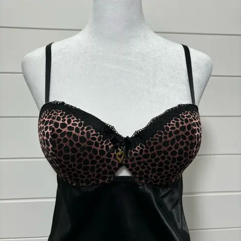 Thalia Sodi Black Cheetah Print Chemise Black&Brown Size M