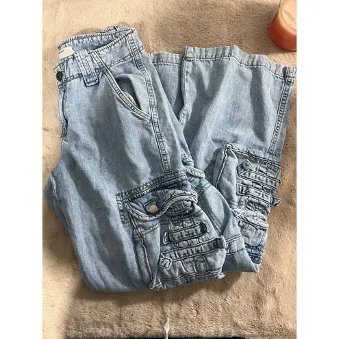 Vintage Garage Denim Cargo Jeans Womens Size 26 Light Wash Multi