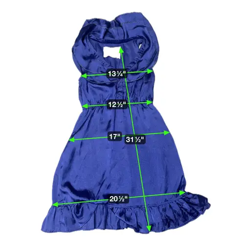 Moon Collection Blue Dress Ruffle Mini Bead Trim Sleeveless Party size S