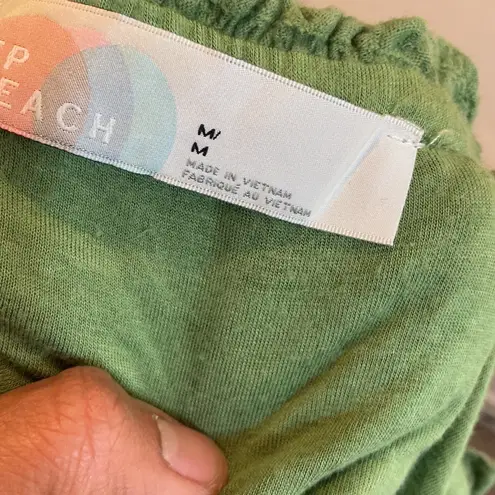 Free People Twyla Piece Set Green Ruffle Trim Strapless Top Shorts Medium