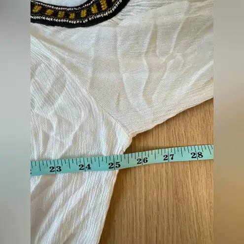 Free People  give him the cold shoulder gold beaded ivory long sleeve top XS 2127