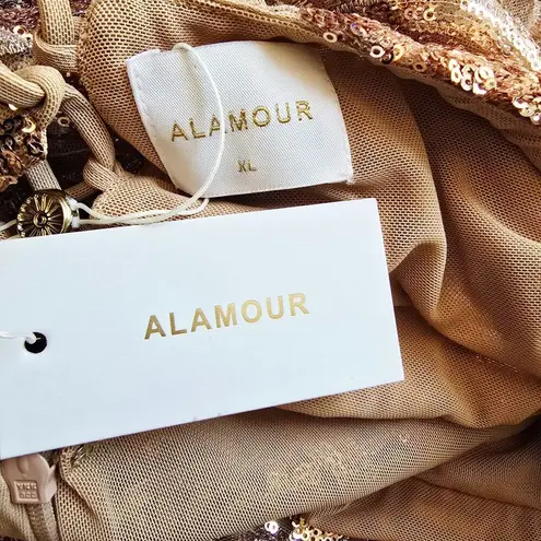 NWT Alamour The Label Lyla Rose Gold Formal Black Tie Prom Gown Dress Size XL