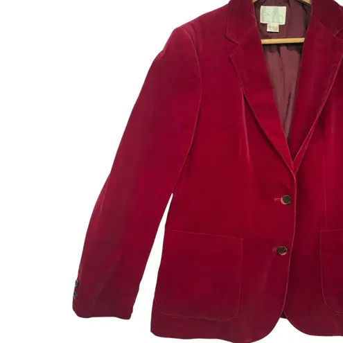 De Mura Red Velvet Classic Holiday Blazer Jacket Size 18 (Large) Single Breasted
