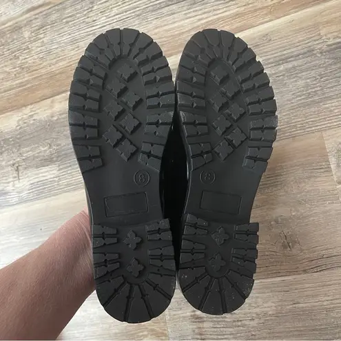 Old Navy  Black Faux Patent Leather Chunky Heel Loafers Size 8