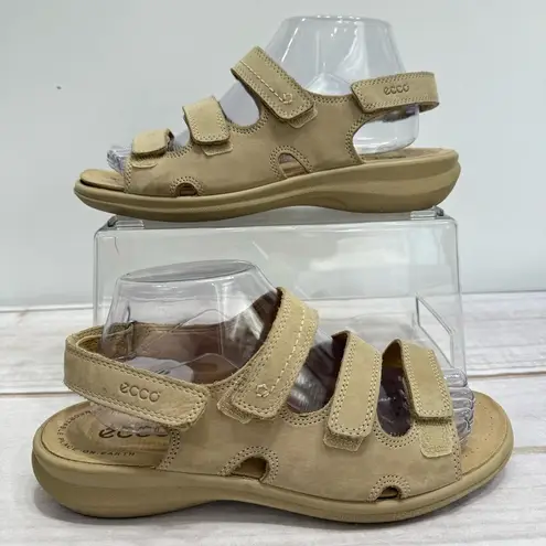 Ecco Beige Leather Earth Sandals Comfort Insole Arch Support Fisherman Jesus
