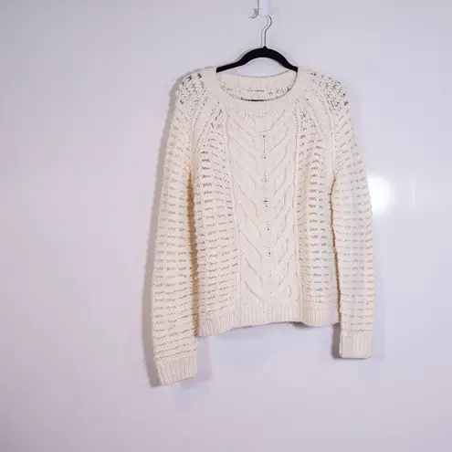 Ulla Johnson Women's Alpaca Wool Blend Knit Crew Neck Pullover Sweater Ivory L