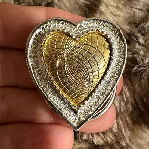 Vintage Two Tone heart Scarf Clip Gold
