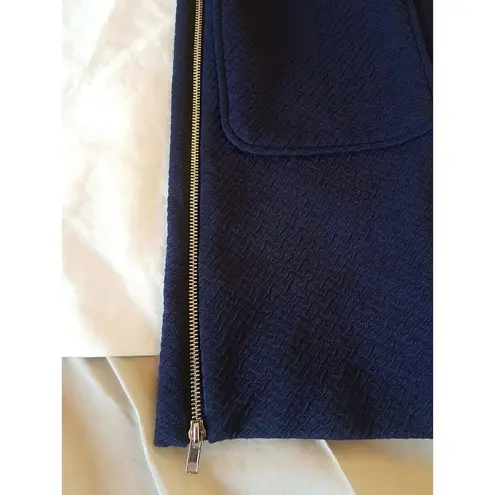 Harlowe $ Graham Harlowe & Graham Open Blazer Jacket Sz XS Blue Sides Zipper Seersucker Textured