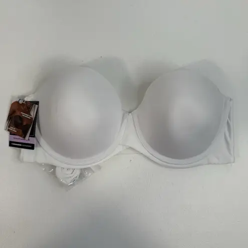 Maidenform 36D Bra Stay Put Strapless Convertible Push Up Underwire White NEW