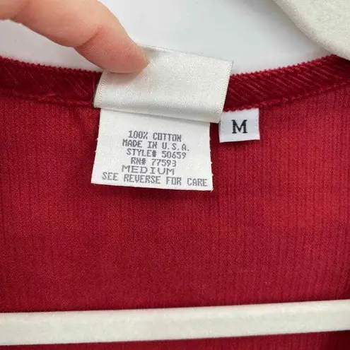 Vintage MATCH Jumper Maxi Dress Women M Red Cotton Corduroy Button Front Holiday Size M