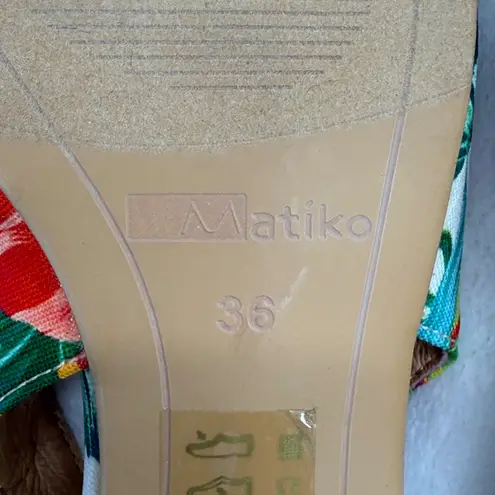 Matiko Hawaiian Print Slingback Flats Pointed Toe Tropical Floral Shoes Size 36