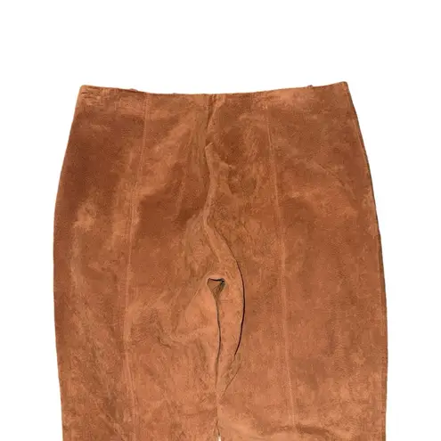 VTG The Look Randolph Duke Brown Suede Leather Lace Up Front Straight Pant Sz 16