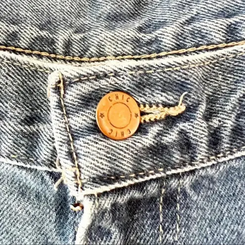 Vintage Chic Mom Jeans Plus Size 18 Cotton Denim High Waist Cheeky Bootie 90s Blue