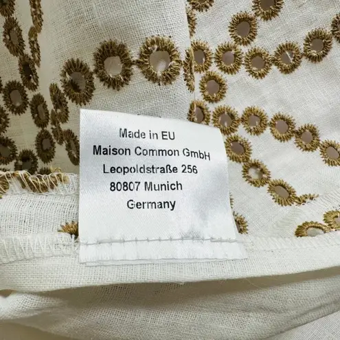 Maison Common Embroidered Linen Eyelet Cream Sleeveless Top Size 40 Beach Yacht Tan Size M