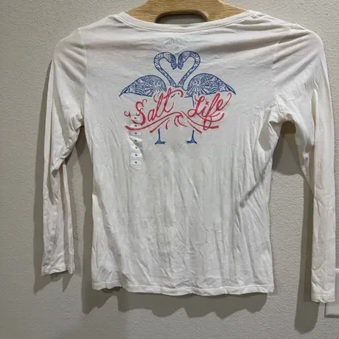 Salt Life Womens XLG White Long Sleeve T-Shirt Flamingo Graphic Live Salty