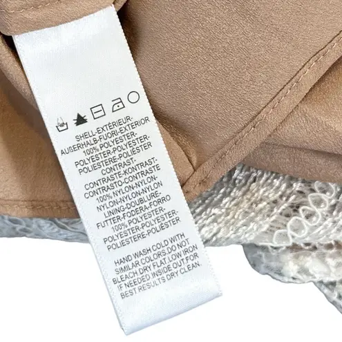 Dress the Population NEW Elisa Vine Embroidered Midi Dress White Nude Small