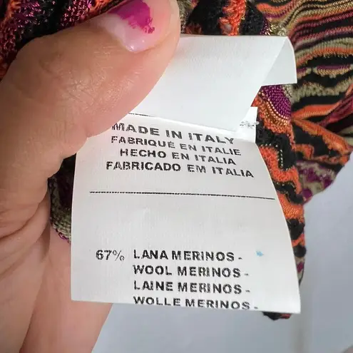 Missoni Wavy Chevron Print Open Knit Button Front Cardigan Size 4 Maroon Orange