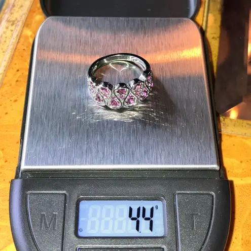 Natural Raspberry Garnet Black Rhodium Over Sterling Silver Ring Size 8