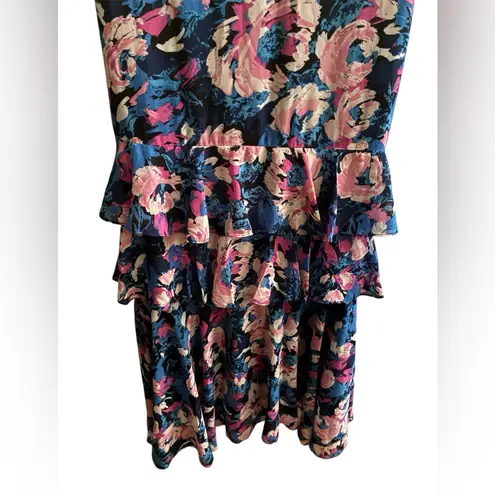 WAYF The Miramar High-Low Ruffled Gown Magenta Floral Sleeveless Maxi Dress S