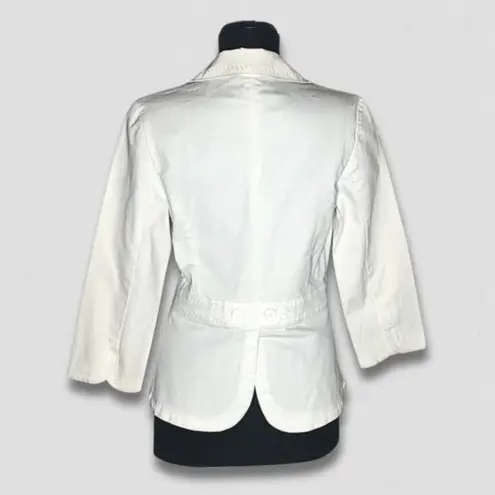 Apostrophe Embroidered Blazer Button Front Cotton Blend Cream Off White sz 2
