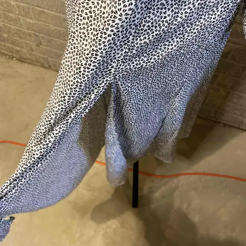 Missguided White Sprinkle Print Half Button Long Sleeve Midi Tea Dress Large