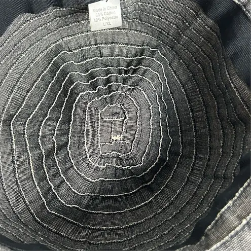 REI Black White Striped Sun Hat Beaded Accent Packable Summer Beach