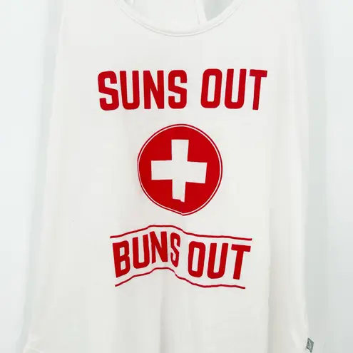 Tipsy Elves Womens Summer Suns Out Buns Out Novelty Graphic Tank Top Size M