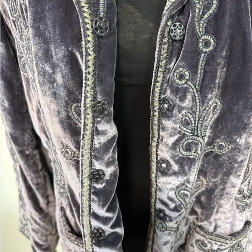 Laura Ashley Embroidered Velvet Jacket Renaissance Vintage Whimsigoth Purple PL