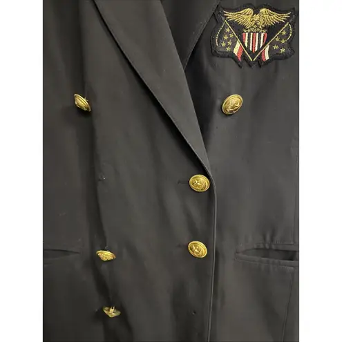 Mondi Women's Vintage Military Nautical Double Breasted Blazer Jacket Sz 38 M/L Blue Size M
