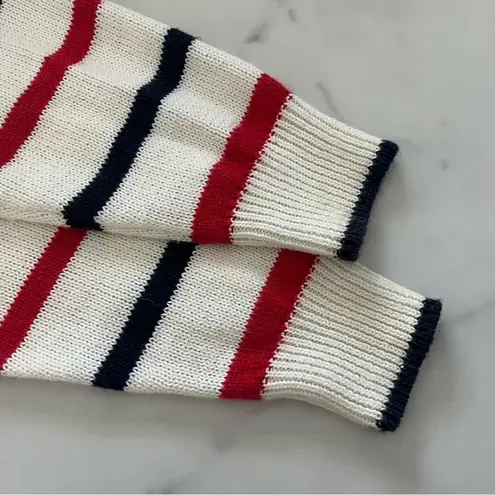 Tanner Vintage Ramie knit cardigan Retro Nautical Striped academia preppy Tennis White Size M