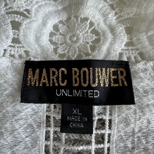 MARC BOUWER White Lace Boho Flare Sleeve Cardigan Jacket Top Size XL