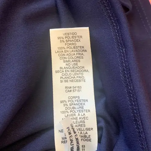 Eliza J Dress 14W Dark Blue w/ Vibrant Pink Orange Floral Accents Exposed zip