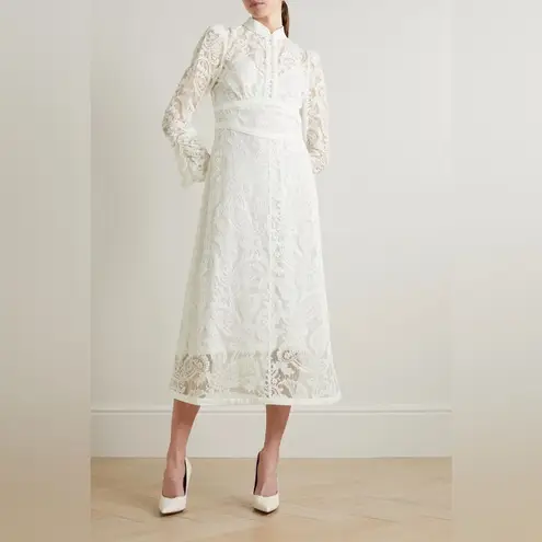 Unused Zimmermann Wonderland Paisley Lace Midi Dress Ivory,Size 4 US M/L, $1,350 White