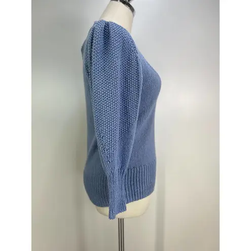 Brochu Walker Saskia Vee Cotton Knit Pullover Sweater Blue