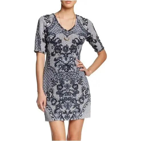 Yoana Baraschi Anthropologie Grey Sketched Lace Dress By Size 12 Large L