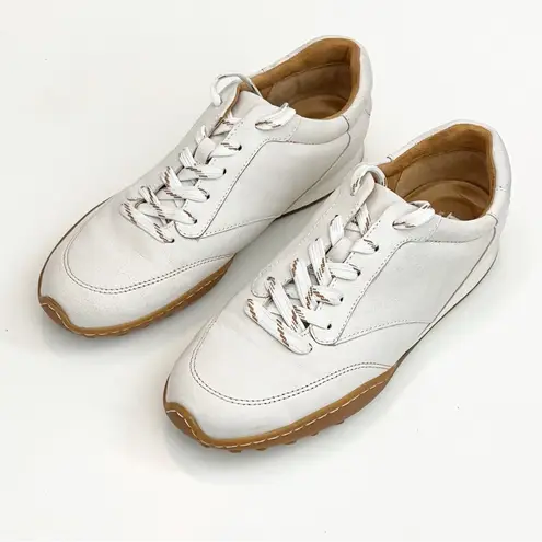 BORN Alma Leather Cream Textured Gum Sole Lace Up Sneakers Women’s Size 8.5 White