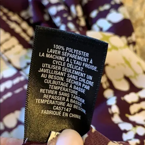 Target Mossimo Silky Purple Pattern 3/4 Sleeve Short Dress Size Small White