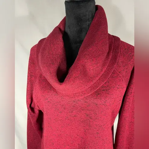 Ideology Women's Cowl Neck Pullover Long Sleeve Red Black Shirt Sweater Sz L