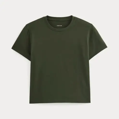 Everlane  The Box Cut Tee in Essential Cotton in Dark Green, Size Medium