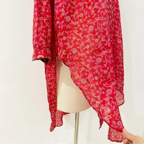 Matta 100% silk 3/4 sleeve button up blouse Red Size undefined