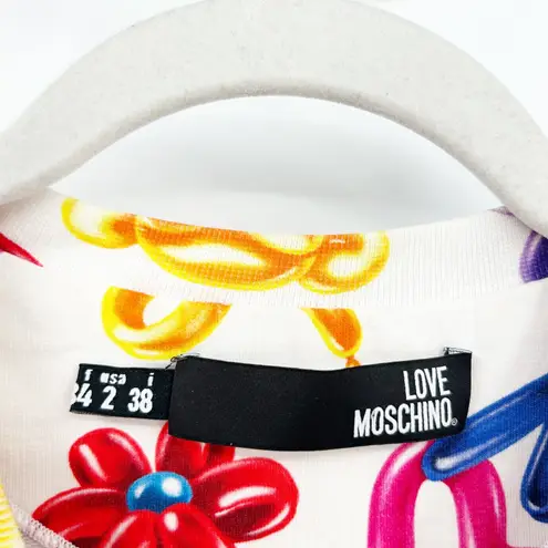 Love moschino Womens Balloon Animal Logo Print Long Sleeve Crewneck Top Size 2