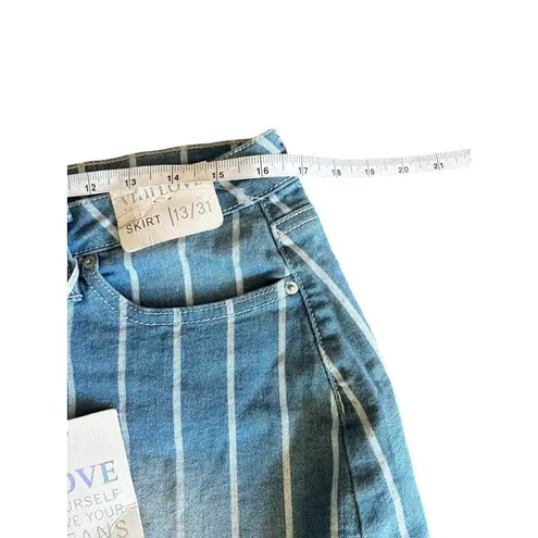Ymi Jeans Women's Blue & White Stripped Short Jean Skirt