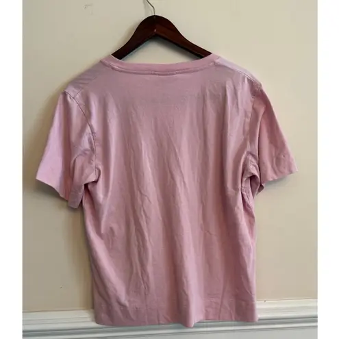 Ganni Pink V-Neck Software Jersey Rosa Crewneck Logo Tee Size Medium
