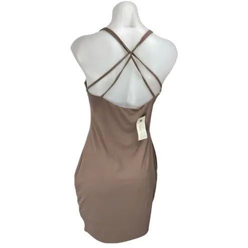 Dance & Marvel NEW Tan Beige Sleeveless Strappy Cami Tank Mini Bodycon Dress L