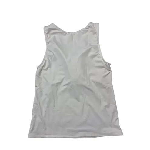 Lands End High Neck Tankini Tank Top Bra Inside White/Pink Floral Design Sz 12 White