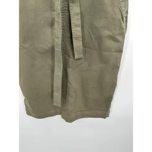 Banana Republic  Olive Green Paperbag Belted Waist Denim Skirt Women's Size 8