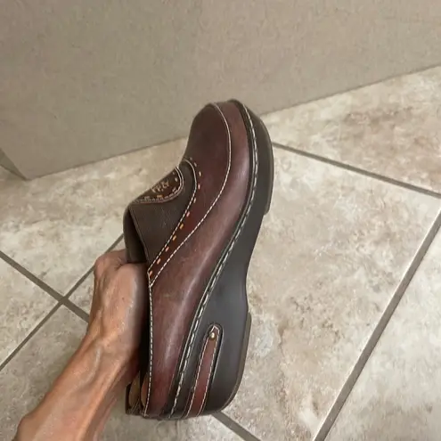 Spring Step L'Artiste Brown Leather Clogs Mules Slides Comfort Shoes Women's 39 Size 8.5