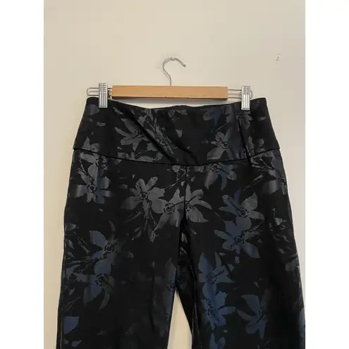 Soft Surroundings  Women Size Small‎ Stretch Black Metallic Floral Cropped Pants