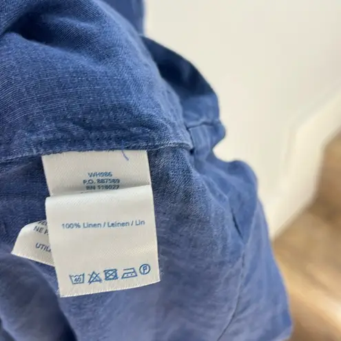 Boden 100% Linen Blue Tunic Shift Midi Dress Size 16 Long